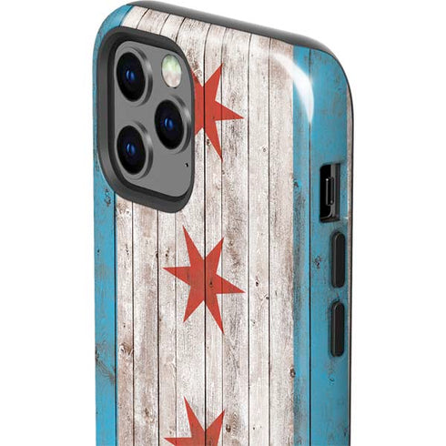 Chicago Flag Dark Wood iPhone 12 Pro Impact Case