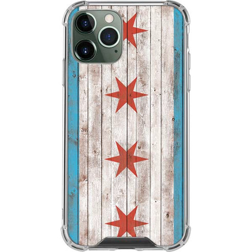 Chicago Flag Dark Wood iPhone 12 Pro Max Clear Case