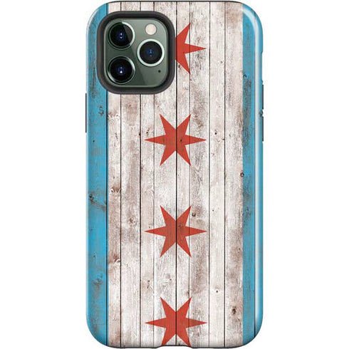 Chicago Flag Dark Wood iPhone 12 Pro Max Impact Case