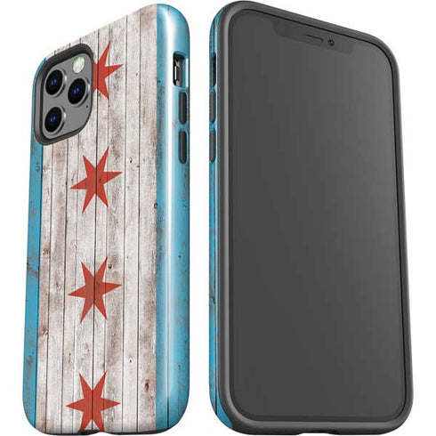 Chicago Flag Dark Wood iPhone 12 Pro Max Impact Case