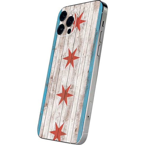 Chicago Flag Dark Wood iPhone 12 Pro Max Skin