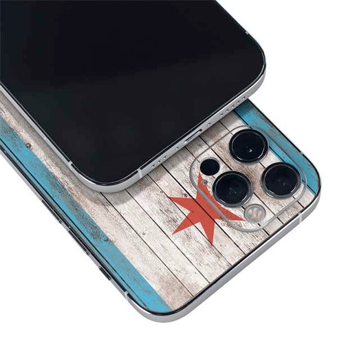 Chicago Flag Dark Wood iPhone 12 Pro Max Skin