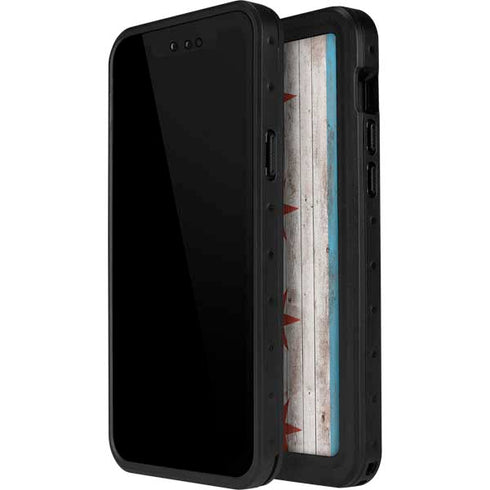 Chicago Flag Dark Wood iPhone 12 Pro Waterproof Case