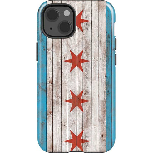 Chicago Flag Dark Wood iPhone 13 Impact Case