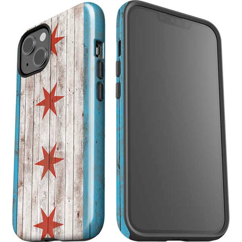 Chicago Flag Dark Wood iPhone 13 Impact Case