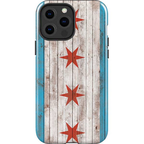 Chicago Flag Dark Wood iPhone 13 Pro Max Impact Case