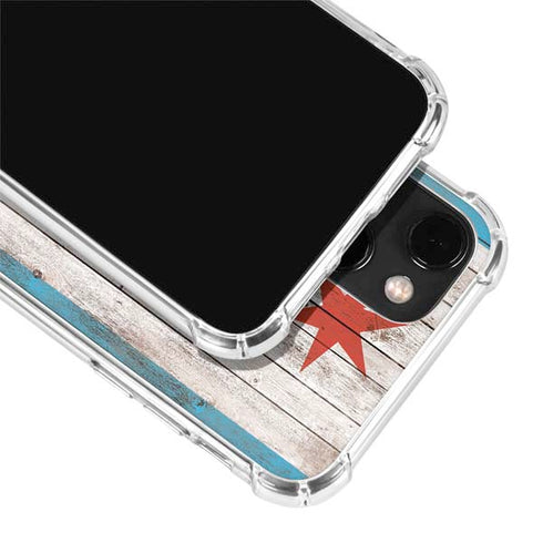 Chicago Flag Dark Wood iPhone 14 Clear Case