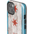 Chicago Flag Dark Wood iPhone 14 Plus Impact Case