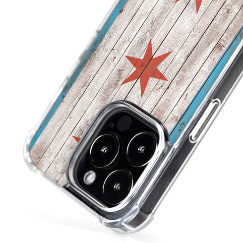 Chicago Flag Dark Wood iPhone 14 Pro Max MagSafe Case