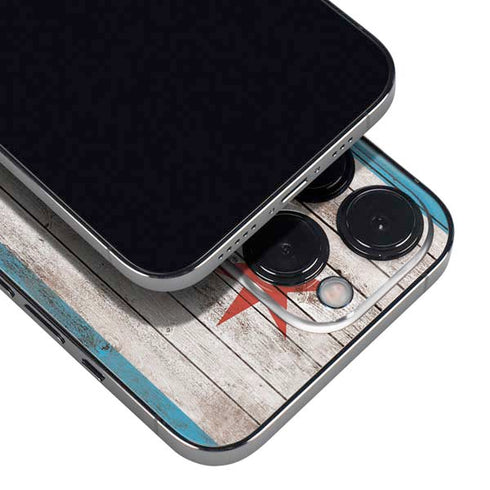 Chicago Flag Dark Wood iPhone 15 Pro Skin