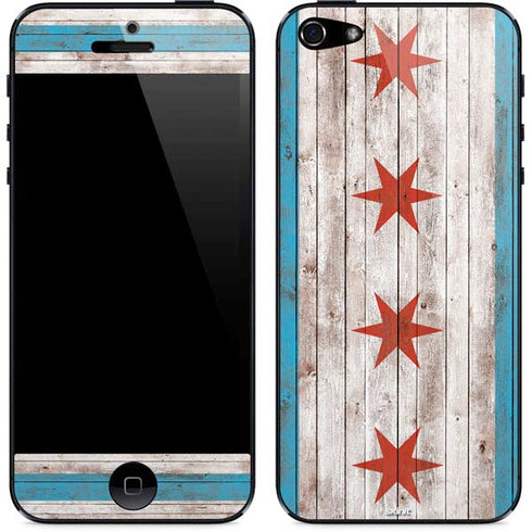 Chicago Flag Dark Wood iPhone 5/5s/5SE Skin