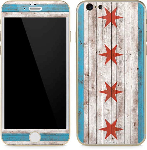 Chicago Flag Dark Wood iPhone 6/6s Skin