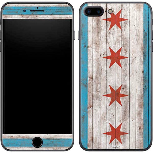Chicago Flag Dark Wood iPhone 7 Plus Skin