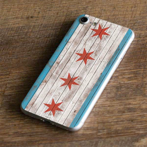 Chicago Flag Dark Wood iPhone 7 Skin