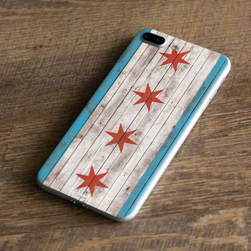 Chicago Flag Dark Wood iPhone 8 Plus Skin