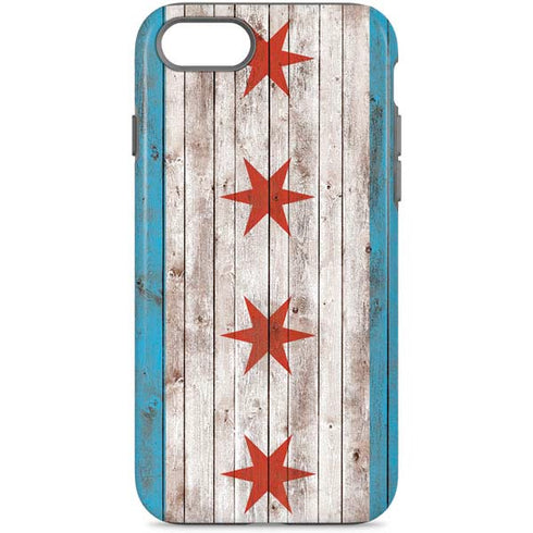 Chicago Flag Dark Wood iPhone 8 Pro Case
