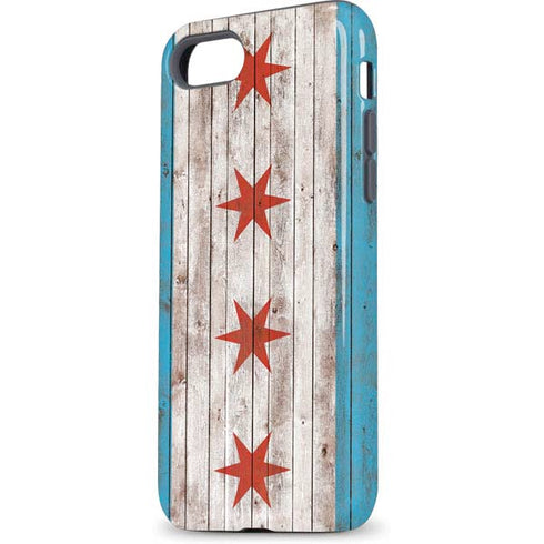 Chicago Flag Dark Wood iPhone 8 Pro Case