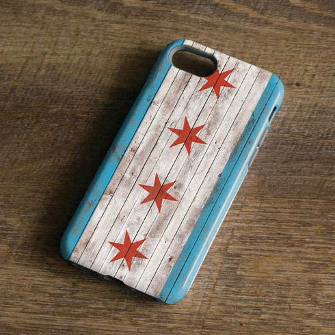 Chicago Flag Dark Wood iPhone 8 Pro Case