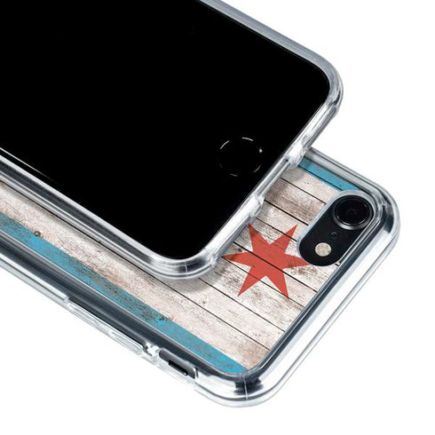 Chicago Flag Dark Wood iPhone SE (2nd & 3rd Gen) Clear Case