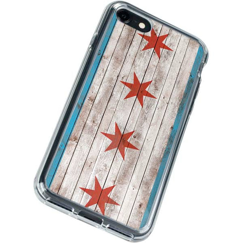 Chicago Flag Dark Wood iPhone SE (2nd & 3rd Gen) Clear Case