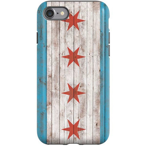 Chicago Flag Dark Wood iPhone SE (2nd & 3rd Gen) Pro Case