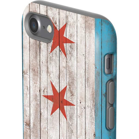 Chicago Flag Dark Wood iPhone SE (2nd & 3rd Gen) Pro Case