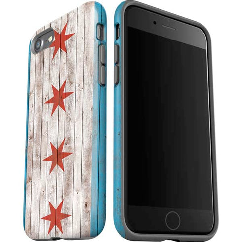 Chicago Flag Dark Wood iPhone SE (2nd & 3rd Gen) Pro Case