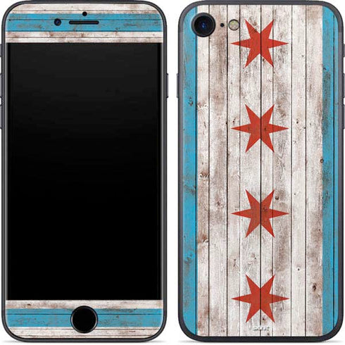 Chicago Flag Dark Wood iPhone SE (2nd & 3rd Gen) Skin