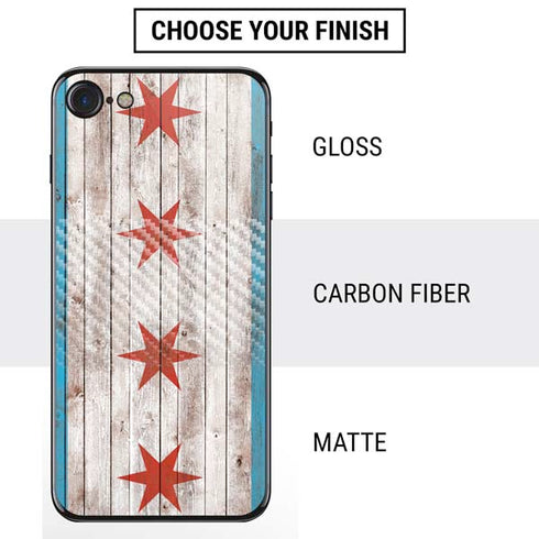 Chicago Flag Dark Wood iPhone SE (2nd & 3rd Gen) Skin