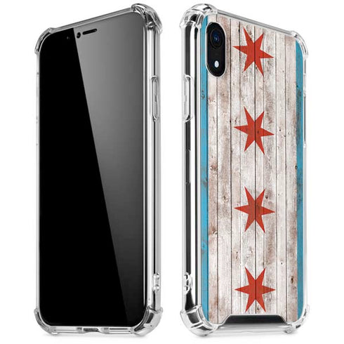 Chicago Flag Dark Wood iPhone XR Clear Case