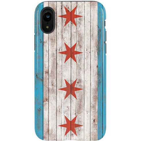 Chicago Flag Dark Wood iPhone XR Pro Case