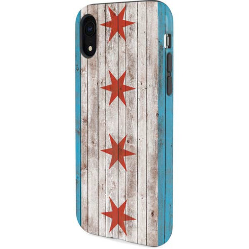 Chicago Flag Dark Wood iPhone XR Pro Case