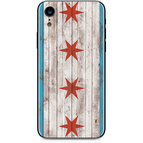 Chicago Flag Dark Wood iPhone XR Skin