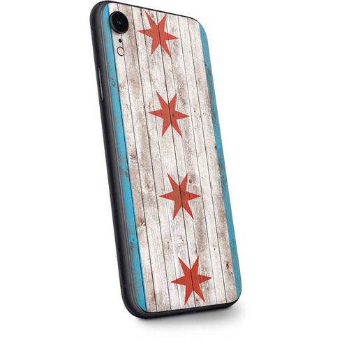 Chicago Flag Dark Wood iPhone XR Skin