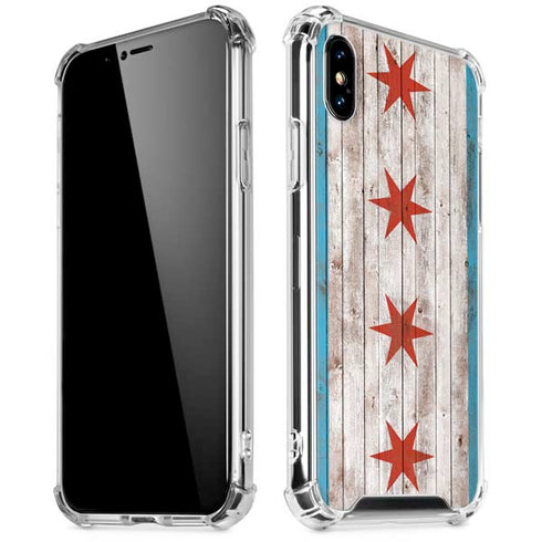 Chicago Flag Dark Wood iPhone XS Max Clear Case
