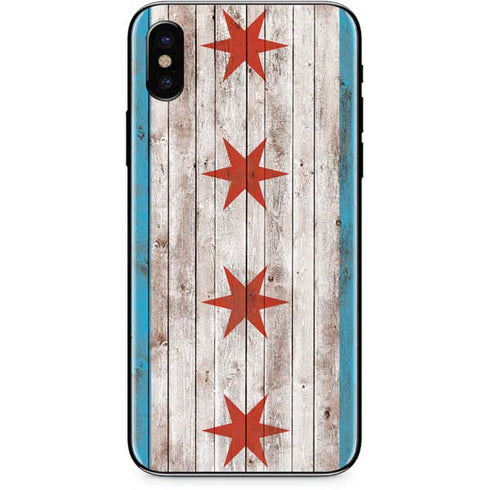 Chicago Flag Dark Wood iPhone XS Max Skin