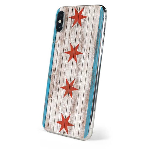 Chicago Flag Dark Wood iPhone XS Max Skin
