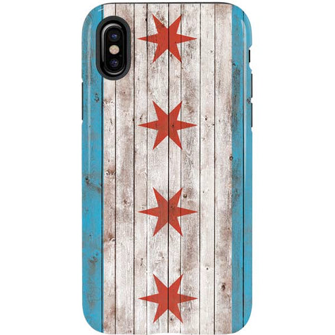 Chicago Flag Dark Wood iPhone XS Pro Case