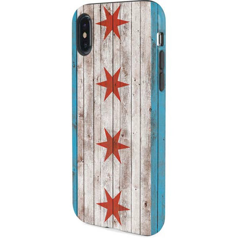 Chicago Flag Dark Wood iPhone XS Pro Case