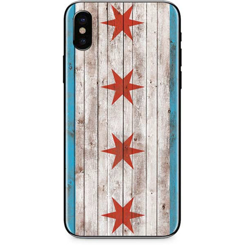 Chicago Flag Dark Wood iPhone XS Skin