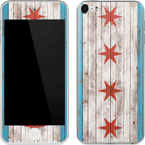 Chicago Flag Dark Wood Apple iPod Skin