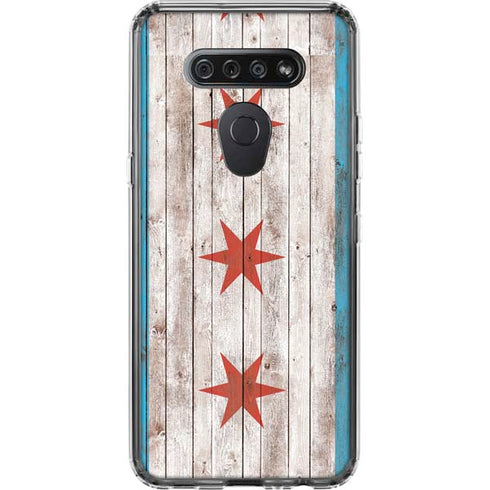 Chicago Flag Dark Wood LG K51/Q51 Clear Case