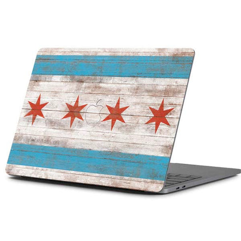 Chicago Flag Dark Wood Apple MacBook Pro 13-inch Skin