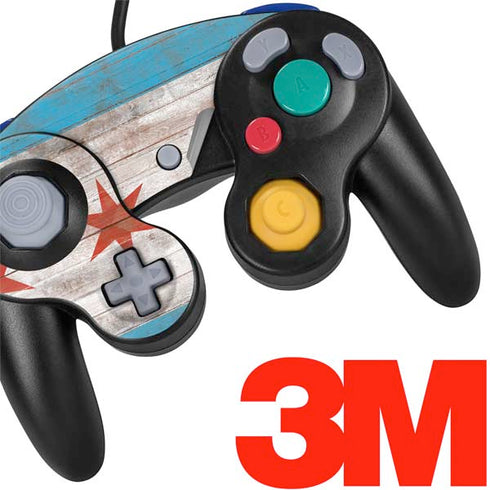 Chicago Flag Dark Wood Nintendo GameCube Controller Skin