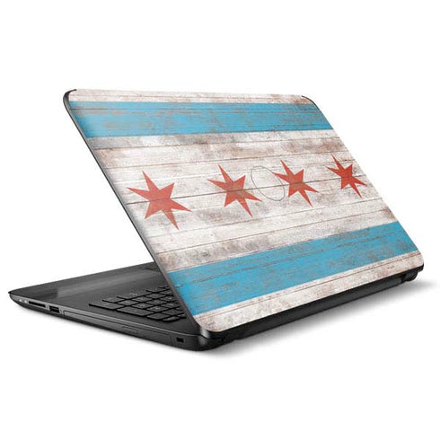 Chicago Flag Dark Wood HP Notebook Skin