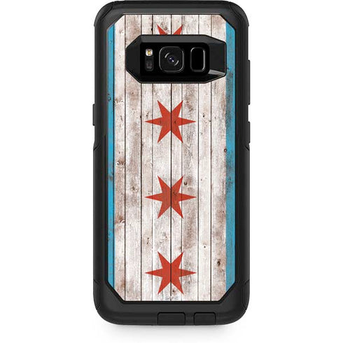 Chicago Flag Dark Wood Otterbox Commuter Galaxy Skin