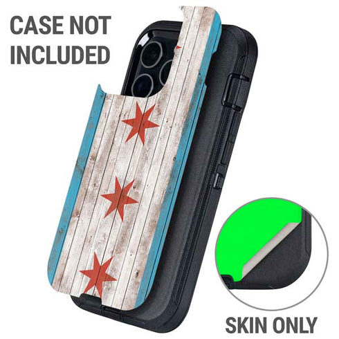 Chicago Flag Dark Wood Otterbox Defender iPhone Skin