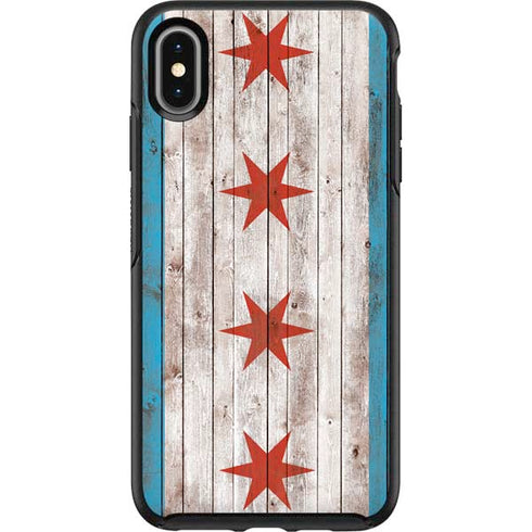 Chicago Flag Dark Wood Otterbox Symmetry iPhone Skin