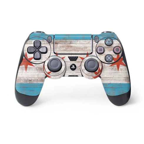 Chicago Flag Dark Wood PS4 Controller Skin