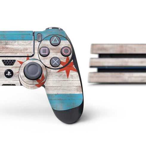 Chicago Flag Dark Wood PS4 Pro Bundle Skin